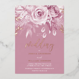 Wunderschöne Rosa-Hochzeit-Rose Gold Folieneinladung