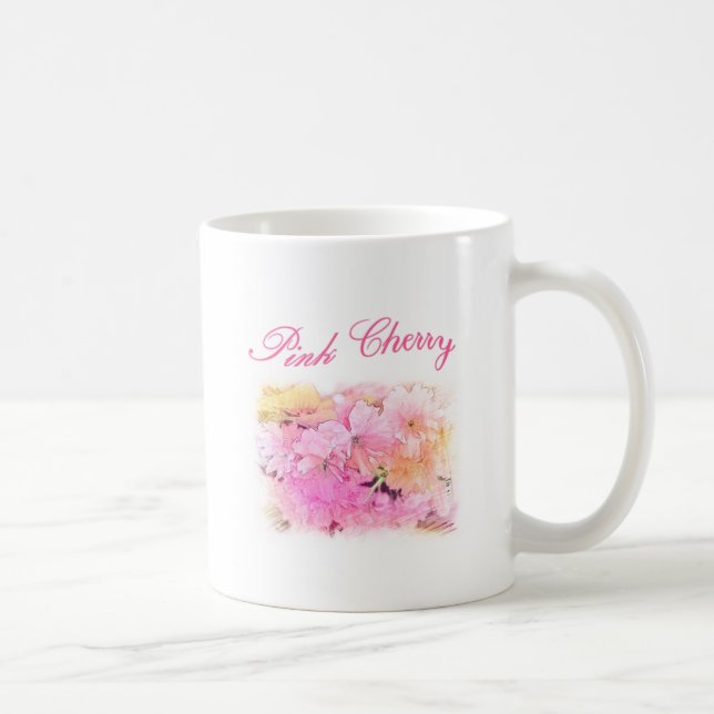 wunderschöne Rosa Kirsche Blume Blumenkunst Foto. Kaffeetasse (Rechts)