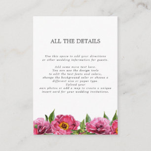 Wunderschöne rosa Magenta Peonies alle Details Begleitkarte