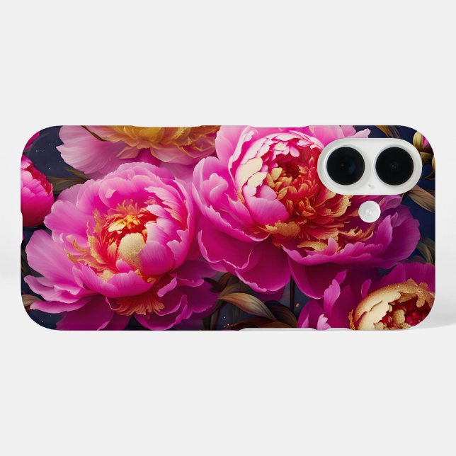 Wunderschöne rosa Pfennigfuchser mit goldenem Akze iPhone 16 Hülle (Rückseite (Horizontal))