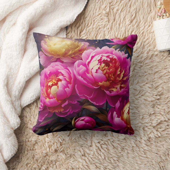 Wunderschöne rosa Pfennigfuchser mit goldenem Akze Kissen (Decke)