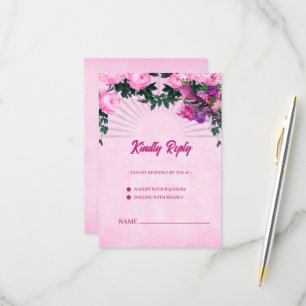 Wunderschöne rosa Rosen RSVP Karte