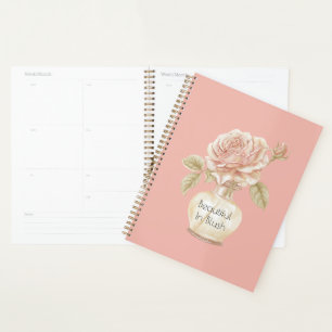 Wunderschöne rosa Rosenblüte Planer