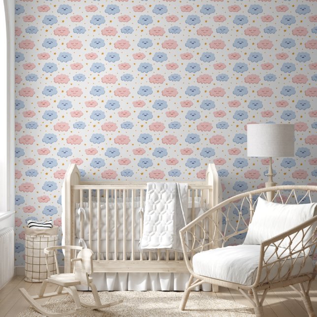 Wunderschöne rosa und blaue Babywolke für Kinder Tapete (Kinder)