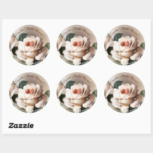 Wunderschöne rosafarbene beige Öl-Rosen-Hochzeitsd Runder Aufkleber