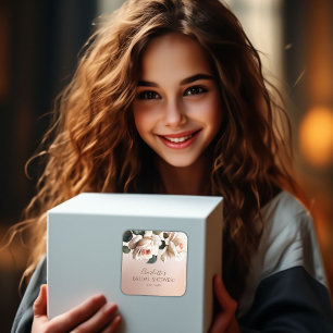 Wunderschöne rosafarbene beige Ölrose Brautdusche Quadratischer Aufkleber