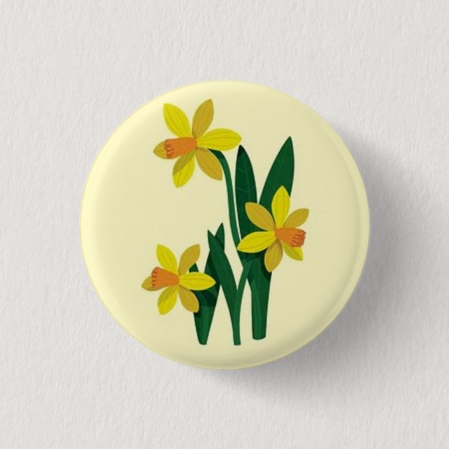 Wunderschöne, schöne, gelbe Narzisse Button (Vorderseite)