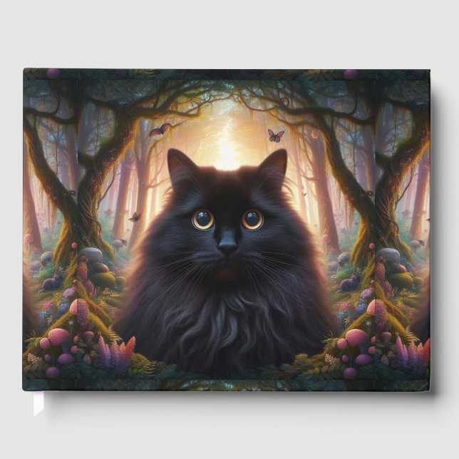 Wunderschöne schwarze Katze mit Goldaugen - Infos Gästebuch (Vorderseite)