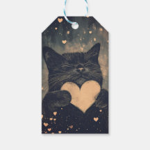 Wunderschöne schwarze Katze mit goldenem Herzen