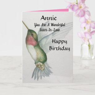 Wunderschöne Schwesternin Birthday Sweet Hummingbi Karte