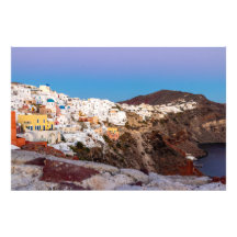 Wunderschöne Sonnenuntergangsfarben in Santorini,