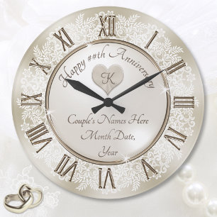 Wunderschöne Spitzen-Geschenke zum 13. Hochzeitsta Große Wanduhr