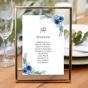 Wunderschöne Staubblaue Florale Hochzeit Tischnummer