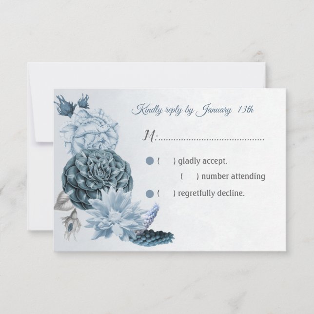 wunderschöne staubige blaue Blume UAWG RSVP Karte (Vorderseite)