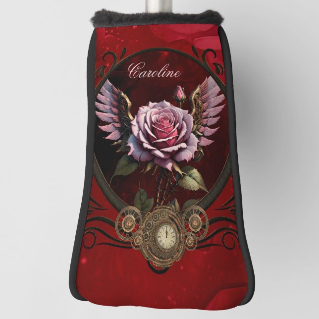 Wunderschöne Steampunker-Rose mit Flügeln Golf Headcover (Rotieren 90)