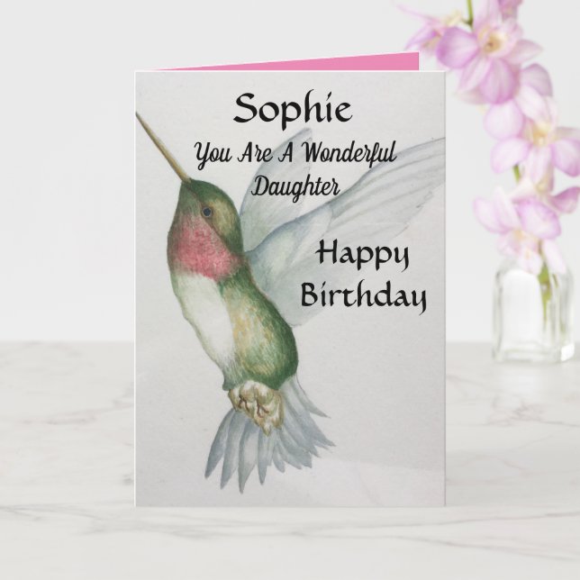 Wunderschöne Tochter Birthday Sweet Hummingbird Karte (Orchidee)