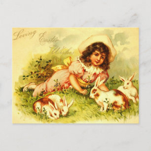 Wunderschöne viktorianische Osterhasen Postkarte