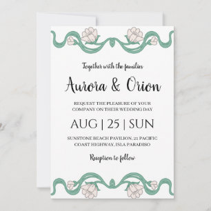wunderschöne vintage-blumen-Art Nouveau-Hochzeit Einladung
