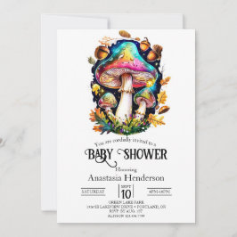 Wunderschöne Waldpuschroom-Babydusche Einladung
