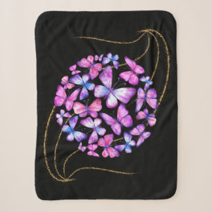 Wunderschöne Wasserfarben-Schmetterlinge mit golde Sherpadecke