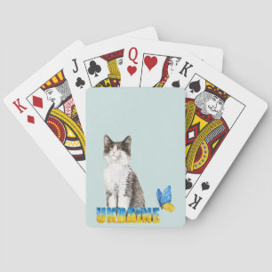 Wunderschöne Wasserfarben-Ukraine-Katze und Schmet Spielkarten