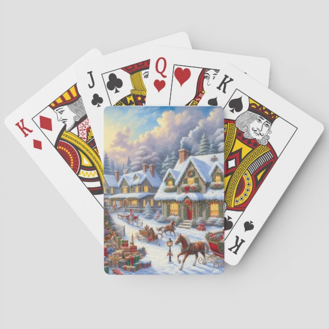 Wunderschöne Weihnachtsdörfer Spielkarten (Rückseite)