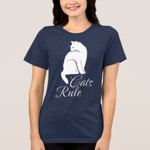 Wunderschöne weiße sitzende Katze mit dem Text "Ka Tri-Blend Shirt