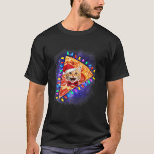 Wunderschöne Weltraumkatze in einer Pizzagalaxie K T-Shirt