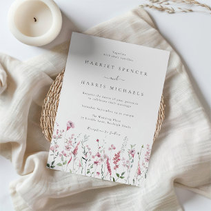 Wunderschöne Wildblumen Hochzeit mit Blush & Dusty Einladung