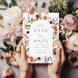 Wunderschöne Wildblumen in Wasserfarbe Hochzeit Save The Date