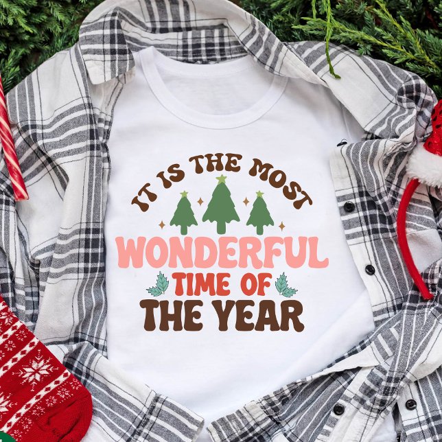 Wunderschöne Zeit Retro Groovy Weihnachtsfeiertage Tri-Blend Shirt (Wonderful Time Retro Groovy Christmas Holidays T-Shirt)