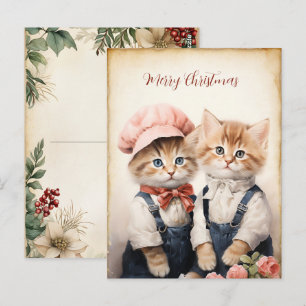 Wunderschöne Zwei-Kätzchen-Familien-Weihnachten  Postkarte