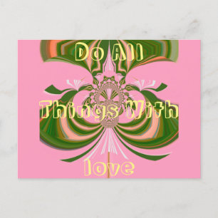 Wunderschöner Baby-Rosa-Grün-Weißer Kaleidoskop Postkarte
