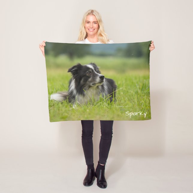 Wunderschöner benutzerdefinierter Name Border Coll Fleecedecke (Beispiel)
