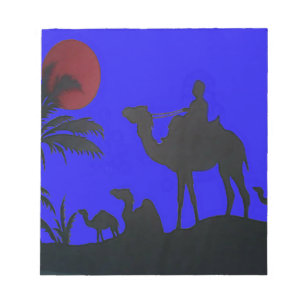Wunderschöner blauer Himmel Sonnenuntergang Kamel Notizblock
