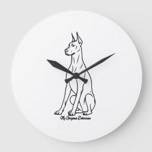 Wunderschöner Dobermann Große Wanduhr