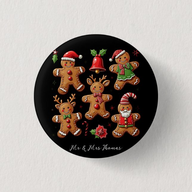 Wunderschöner Doodle von Lebkuchen Feierlich Button (Vorderseite)