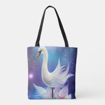 Wunderschöner Fantasy White Swan mit Blume