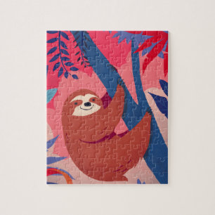 Wunderschöner Faulenzer im rosafarbenen Dschungel