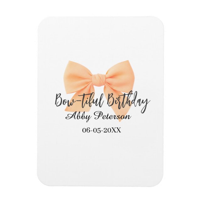 Wunderschöner Geburtstag orange Schleife Name Datu Magnet (Vertikal)