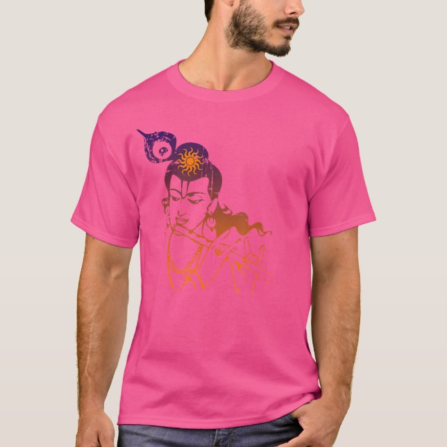 Wunderschöner Krishna spielt Flöte Tshirt Vintage- (Vorderseite)