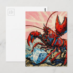 Wunderschöner Maine-Hummer bricht Eiswürfel Postkarte
