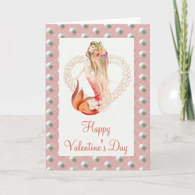 Wunderschöner Meerjungfrau Pearl Valentine's Day Karte (Vorderseite)
