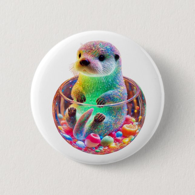 Wunderschöner See Otter Button (Vorderseite)