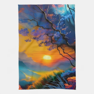 Wunderschöner Sonnenaufgang über dem Teich Geschirrtuch