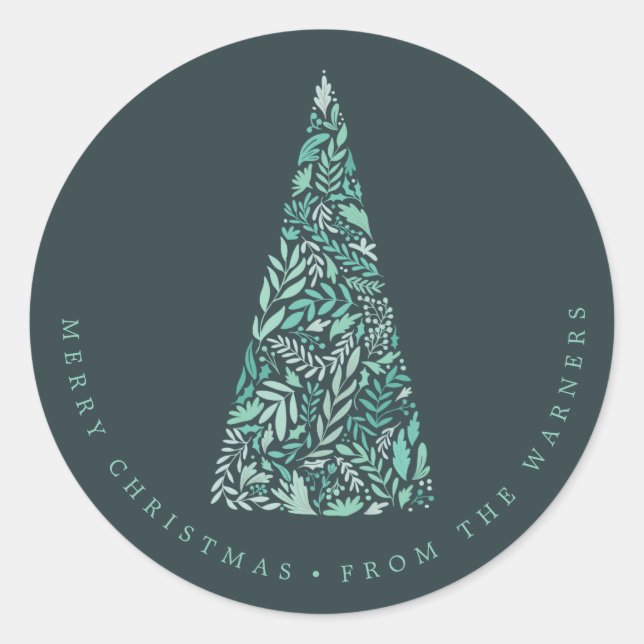Wunderschöner Spruce Tree Grün Weihnachten/Feierta Runder Aufkleber (Vorderseite)