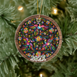 Wunderschöner verzierter bemalter Vogel Name- Jahr Keramik Ornament