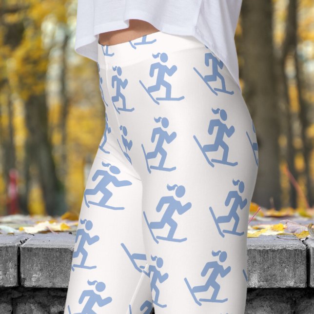 Wunderschöner weißer Schneeschuh, der Muster läuft Leggings (Womens Snowshoe Running on Snow White)
