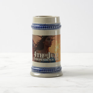 Wunderschönes 4. Juli Design - Feuerwerke & Freihe Bierglas