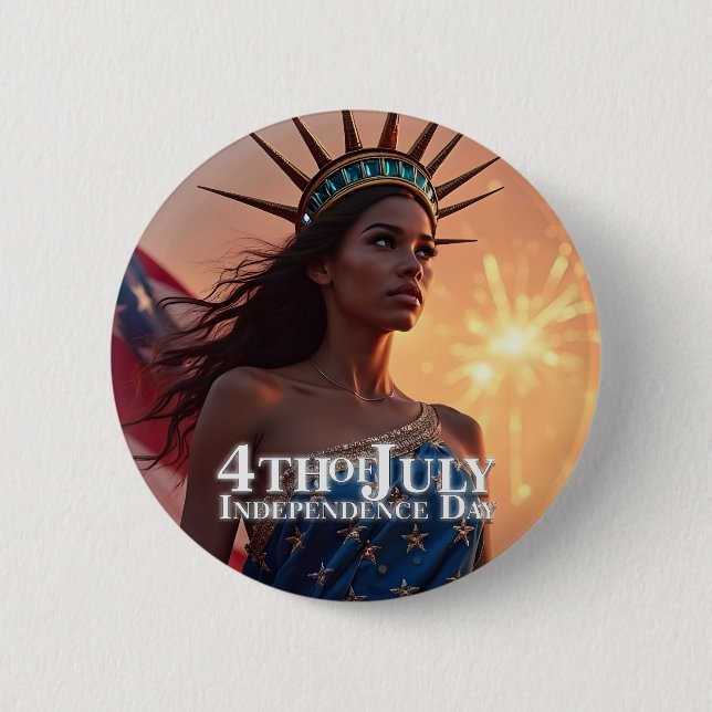 Wunderschönes 4. Juli Design - Feuerwerke & Freihe Button (Vorderseite)